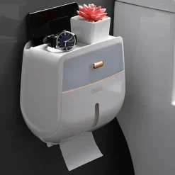 The Blissful Bath Badezimmer-Wandmontierte Taschentuchbox - Doppelschichtiger Organizer