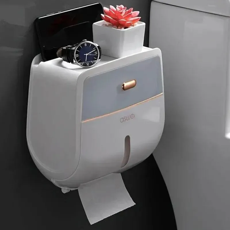 The Blissful Bath Badezimmer-Wandmontierte Taschentuchbox - Doppelschichtiger Organizer