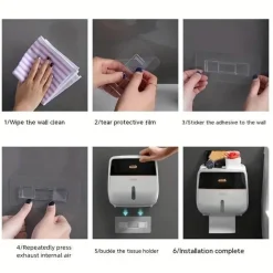 The Blissful Bath Badezimmer-Wandmontierte Taschentuchbox - Doppelschichtiger Organizer