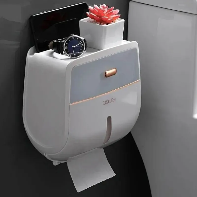 The Blissful Bath Badezimmer-Wandmontierte Taschentuchbox - Doppelschichtiger Organizer