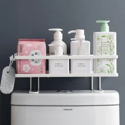 The Blissful Bath Badezimmer-Wandmontierter Badezimmer-Organizer – Aufbewahrungsregal ohne Lochen