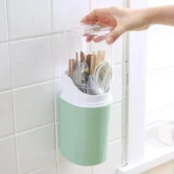 Space Savvy Küche & Esszimmer-Wandmontierter Besteck-Abtropfbehälter mit Deckel - Küchen-Organizer