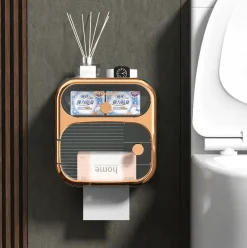 The Blissful Bath Badezimmer-Wandmontierter Toilettenpapier- und Handtuch-Organizer – MultiBox-Aufbewahrungslösung