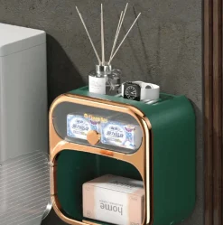 The Blissful Bath Badezimmer-Wandmontierter Toilettenpapier- und Handtuch-Organizer – MultiBox-Aufbewahrungslösung