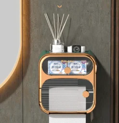 The Blissful Bath Badezimmer-Wandmontierter Toilettenpapier- und Handtuch-Organizer – MultiBox-Aufbewahrungslösung