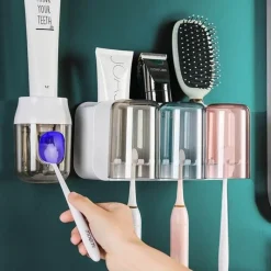 Tranquil Waters Badezimmer-Wandmontierter Zahnbürstenhalter mit Mundwasserbecherspender - Badezimmer-Organizer