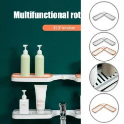 The Blissful Bath Badezimmer-Wandmontiertes Badezimmerregal - Drehbarer, platzsparender Organizer