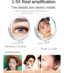 Tranquil Waters Gadgets Für Zuhause|Badezimmer-Wandspiegel mit 3-facher Vergrößerung – elegantes All-Angle-Design