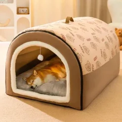 Furendo Haustierzubehör|Haustierbetten-Waschbare Winter-Hundehütte – gemütlicher, warmer Unterschlupf für Haustiere