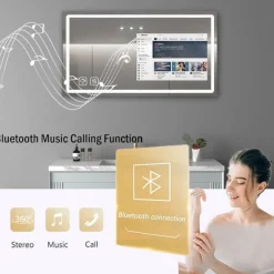 Tranquil Waters Heimwerkzeuge|Badezimmer-Wasserdichter Zauberspiegel mit LED-Touchscreen – intelligenter Kosmetikspiegel