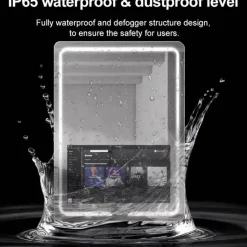 Tranquil Waters Heimwerkzeuge|Badezimmer-Wasserdichter Zauberspiegel mit LED-Touchscreen – intelligenter Kosmetikspiegel