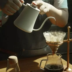 Tom Küche & Esszimmer-Wasserkocher mit Schwanenhals-Aufguss – Kaffeemaschine mit Holzgriff