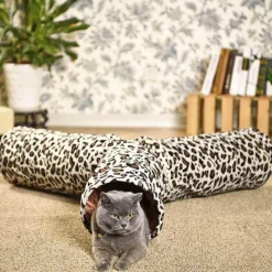 Decor Haustierzubehör|Haustierbetten-3-Wege-Katzentunnel – Katzenspielzeug mit Leopardenmuster