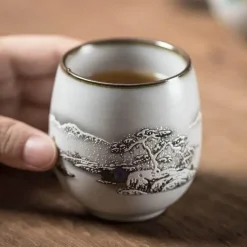 Plates u0026 More Küche & Esszimmer-Weiße Kung-Fu-Teetasse aus Porzellan – Keramik-Trinkgeschirr mit Henkel