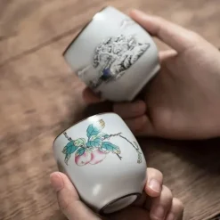 Plates u0026 More Küche & Esszimmer-Weiße Kung-Fu-Teetasse aus Porzellan – Keramik-Trinkgeschirr mit Henkel