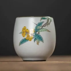 Plates u0026 More Küche & Esszimmer-Weiße Kung-Fu-Teetasse aus Porzellan – Keramik-Trinkgeschirr mit Henkel