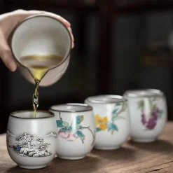 Plates u0026 More Küche & Esszimmer-Weiße Kung-Fu-Teetasse aus Porzellan – Keramik-Trinkgeschirr mit Henkel