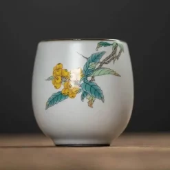 Plates u0026 More Küche & Esszimmer-Weiße Kung-Fu-Teetasse aus Porzellan – Keramik-Trinkgeschirr mit Henkel