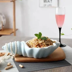 Feast u0026 Flair Küche & Esszimmer-Weißes Conch-Teller-Set – elegantes Porzellangeschirr für Snacks und Desserts