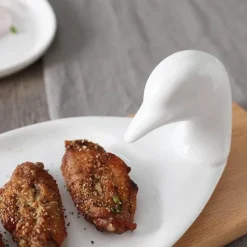 Feast u0026 Flair Küche & Esszimmer-Weißes Keramikteller-Set mit Ente – dekoratives Geschirr