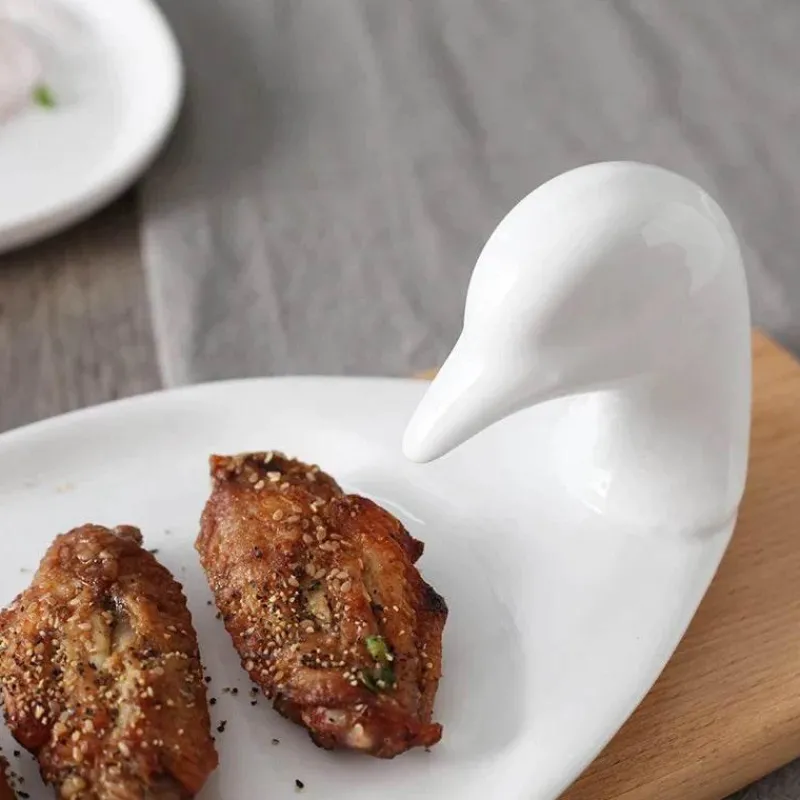 Feast u0026 Flair Küche & Esszimmer-Weißes Keramikteller-Set mit Ente – dekoratives Geschirr