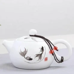 Plates u0026 More Küche & Esszimmer-Weißes, mattes Teekannen-Set aus Keramik – Teegeschirr-Wasserkocher für Tee und Kaffee