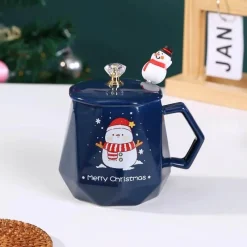 Tom Küche & Esszimmer-Weihnachtliches Keramiktassen-Set mit Weihnachtsmann- und Elch-Motiv