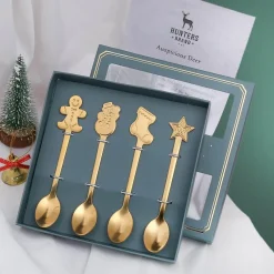 The Culinary Kit Küche & Esszimmer-Weihnachtsgeschirr-Set – 4-teiliges Geschirrset mit „Beste Wünsche“-Design