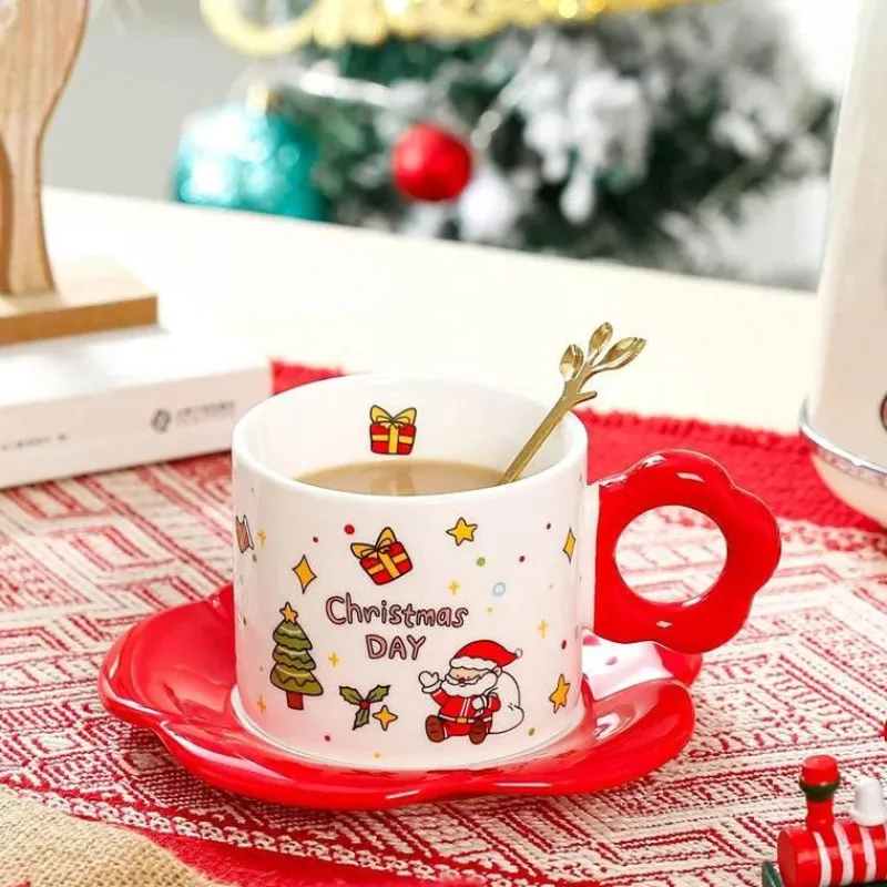 Tom Küche & Esszimmer-Weihnachtsmann-Teeservice aus Keramik mit festlichem Kaffeetassenlöffel