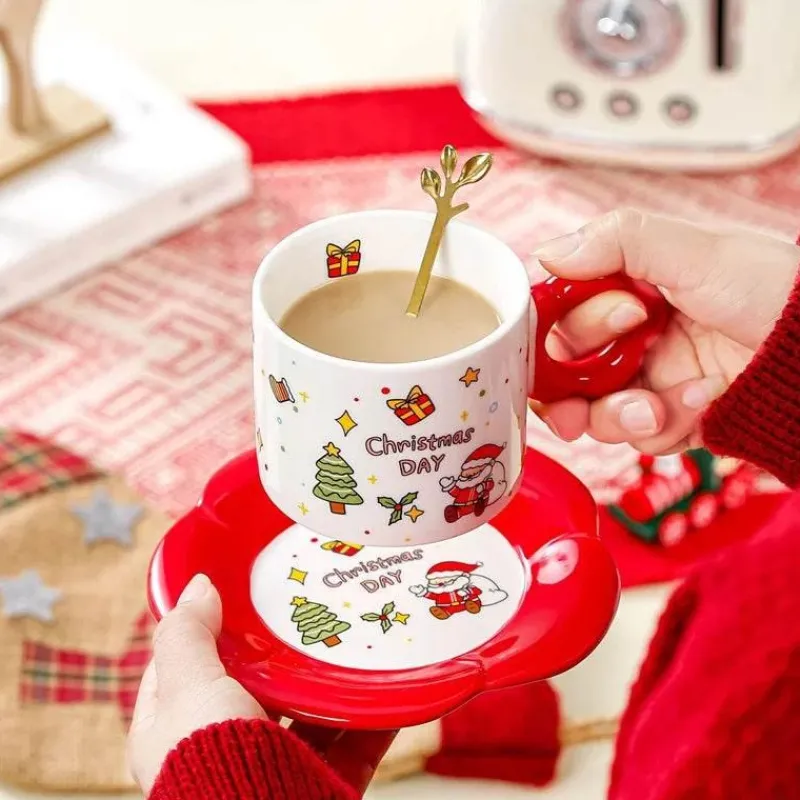 Tom Küche & Esszimmer-Weihnachtsmann-Teeservice aus Keramik mit festlichem Kaffeetassenlöffel