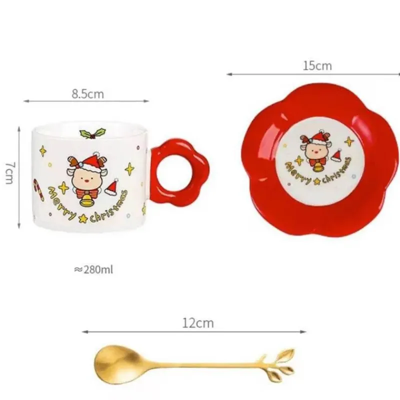 Tom Küche & Esszimmer-Weihnachtsmann-Teeservice aus Keramik mit festlichem Kaffeetassenlöffel