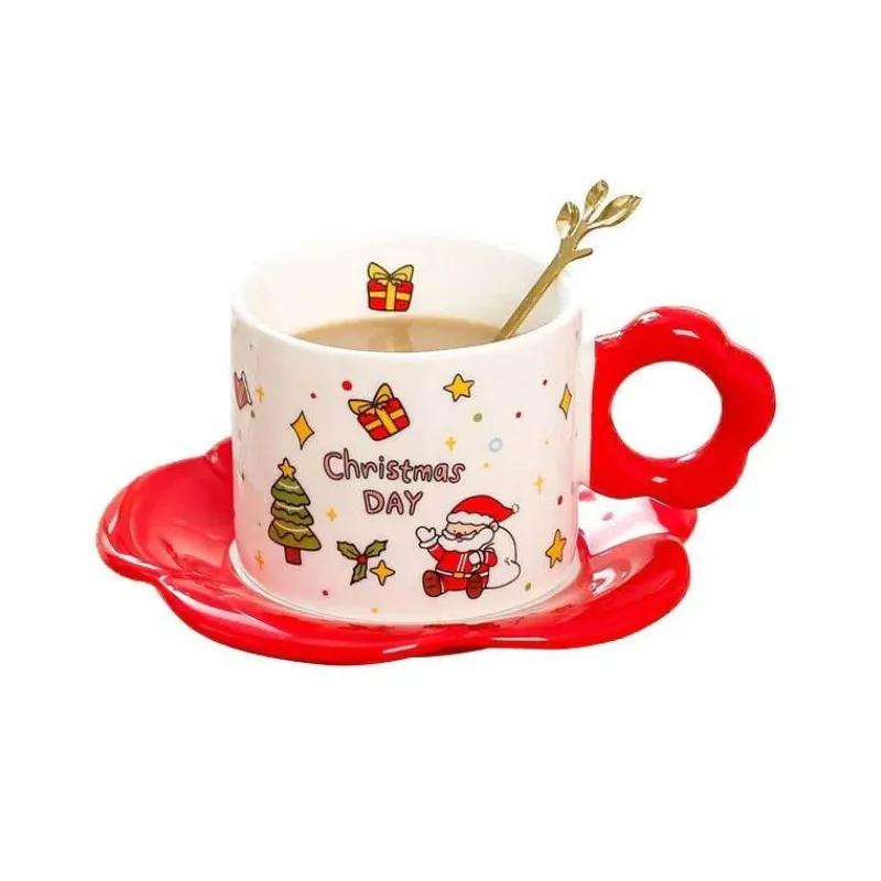 Tom Küche & Esszimmer-Weihnachtsmann-Teeservice aus Keramik mit festlichem Kaffeetassenlöffel