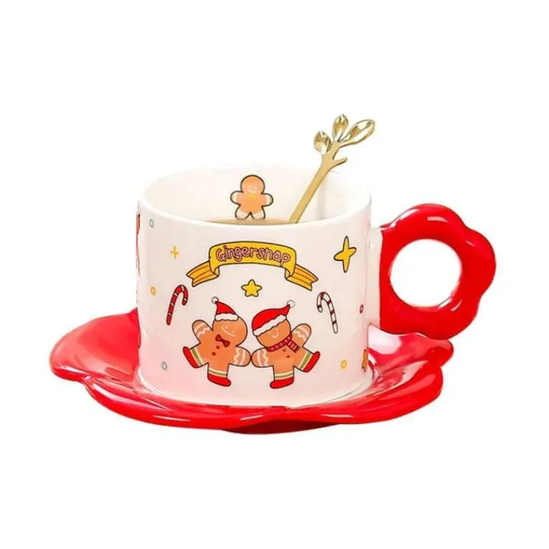 Tom Küche & Esszimmer-Weihnachtsmann-Teeservice aus Keramik mit festlichem Kaffeetassenlöffel