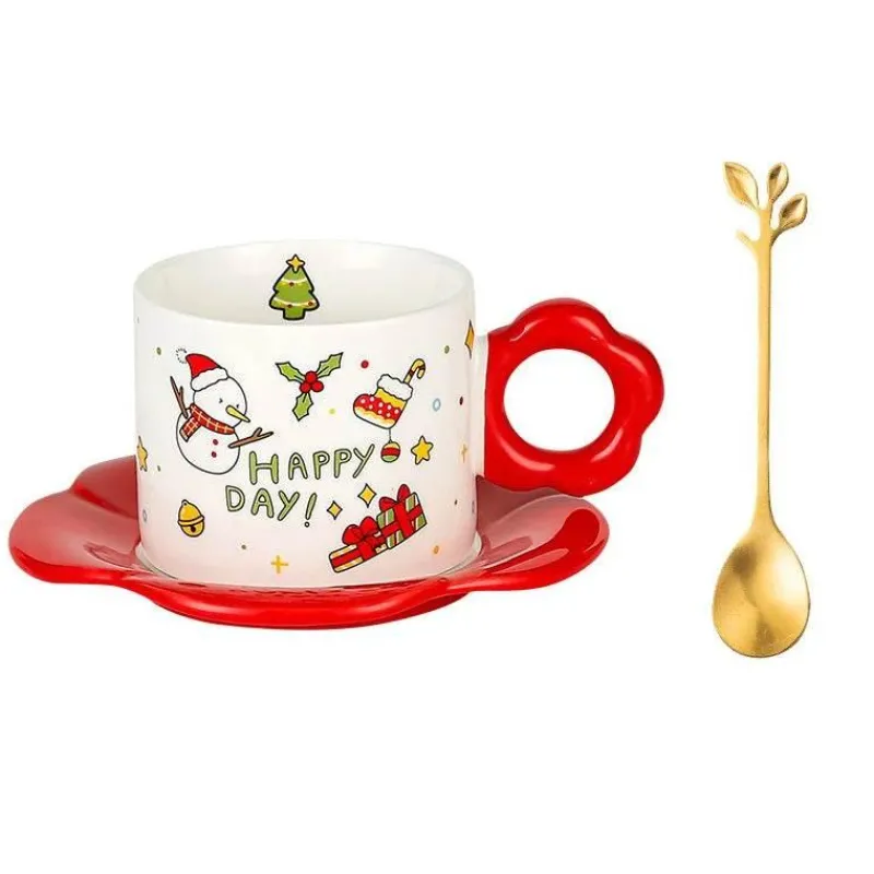 Tom Küche & Esszimmer-Weihnachtsmann-Teeservice aus Keramik mit festlichem Kaffeetassenlöffel