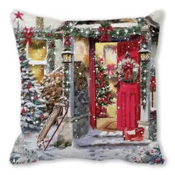 Pillow Haven Bettzeug-Weihnachts-Plüsch-Kissenbezug – Weihnachtsdekor, 45 x 45 cm