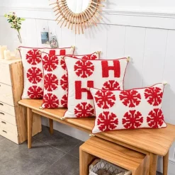 The Cushion Corner Bettzeug-Weihnachts-Schneeflocken-Kissenbezug – Festliche Weihnachtsdekoration