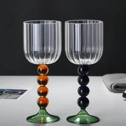 Plates u0026 More Küche & Esszimmer-Weinglas im Retro-Look, hitzebeständig, 345 ml, Twister-Stiel