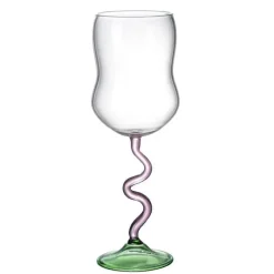 Plates u0026 More Küche & Esszimmer-Weinglas im Retro-Look, hitzebeständig, 345 ml, Twister-Stiel