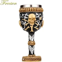 Feast u0026 Flair Küche & Esszimmer-Weinglas mit gotischem Totenkopfmotiv, 200 ml, Cocktail-Trinkgefäß aus Kunstharz