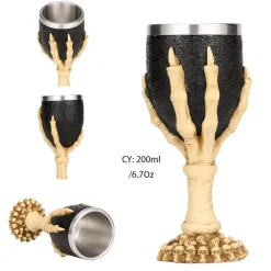 Feast u0026 Flair Küche & Esszimmer-Weinglas mit gotischem Totenkopfmotiv, 200 ml, Cocktail-Trinkgefäß aus Kunstharz