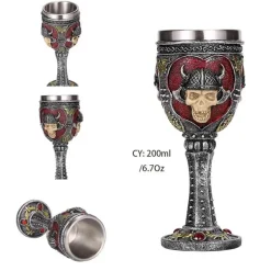 Feast u0026 Flair Küche & Esszimmer-Weinglas mit gotischem Totenkopfmotiv, 200 ml, Cocktail-Trinkgefäß aus Kunstharz
