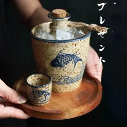 Elegance at the Table Küche & Esszimmer-Weinspender-Set aus Keramik – kleiner Glaskrug