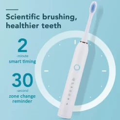 PureGlow Frauenpflege|Körperpflege-Wiederaufladbare elektrische Zahnbürste – 6 Vibrationen, Aufhellung und Mundpflege