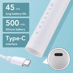 PureGlow Frauenpflege|Körperpflege-Wiederaufladbare elektrische Zahnbürste – 6 Vibrationen, Aufhellung und Mundpflege