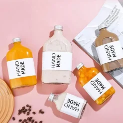 Plates u0026 More Küche & Esszimmer-Wiederverwendbare Getränkeflaschen aus klarem Glas – perfekt zum Entsaften von Smoothies, Kombucha, Tee, Milch und Wein