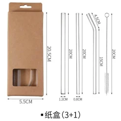 Plates u0026 More Küche & Esszimmer-Wiederverwendbare Glasstrohhalme – Umweltfreundlich mit Reinigungsbürsten