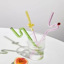 The Culinary Kit Küche & Esszimmer-Wiederverwendbarer Glasstrohhalm – farbenfrohe, umweltfreundliche Alternative