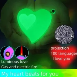 Cozy Living Camping Im Freien|Outdoor-Artikel-Winddichtes Feuerzeug mit Liebesprojektor – Geschenkidee mit ewiger Flamme