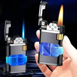 The Outdoor Vault Camping-Werkzeuge|Outdoor-Gadgets-Windfestes Gasfeuerzeug - Metallfeuerzeug mit blauer Flamme