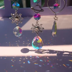 Nomad Gear Camping Im Freien|Outdoor & Garten-Windspiel und Sonnenfänger aus Kristall mit Mond-Design – Verträumte Heimdekoration